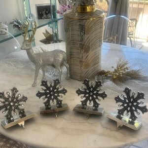 Silver Snowflake Stocking Holders